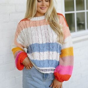 These Three Boutique Colorful Striped Women's Sweater